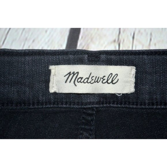 MADEWELL Women's 9" Mid Rise Skinny Jeans SIZE 24 Black Wash Raw Hem - Picture 8 of 9